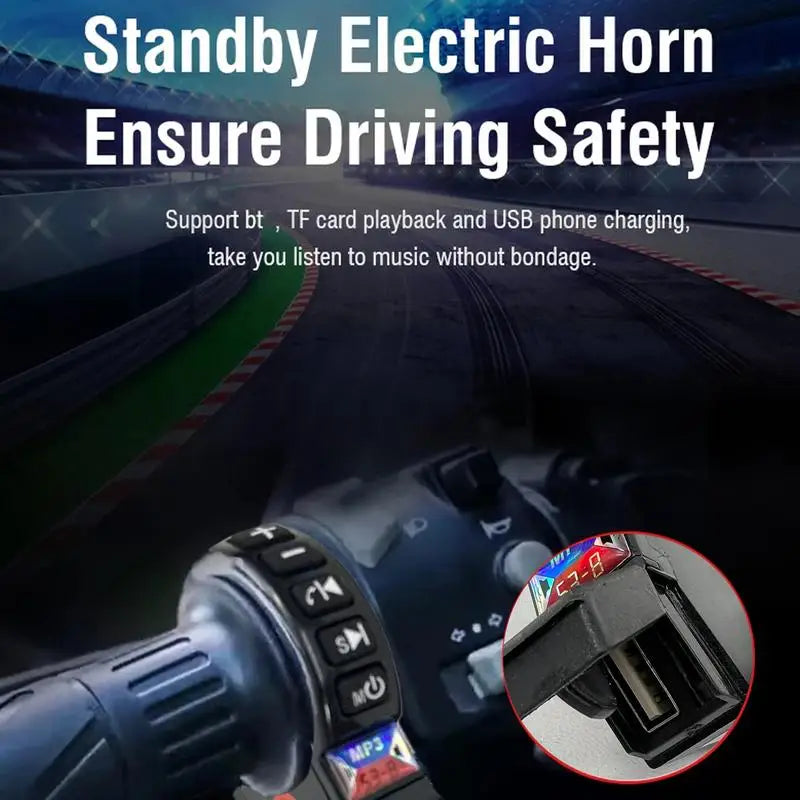 Motorcycle Bluetooth Speaker 12-80V Universal Hifi Sound Motorcycle Stereo Weatherproof Audio Amp System Handlebar Speaker