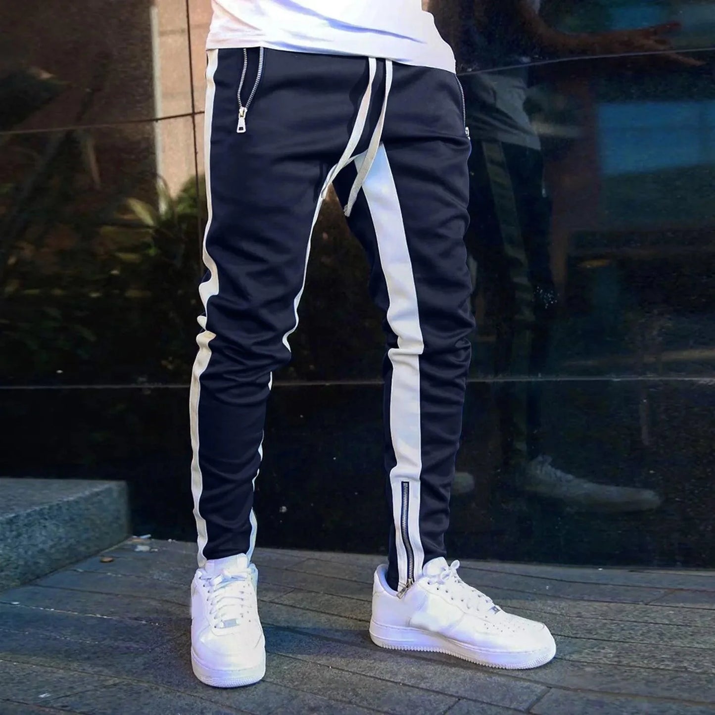 Men's Fashion Track Pants - Casual Streetwear Joggers, Hip Hop Gym Sweatpants with Pockets - Premium track pants from Lizard Vigilante - Just $23.88! Shop now at Lizard Vigilante