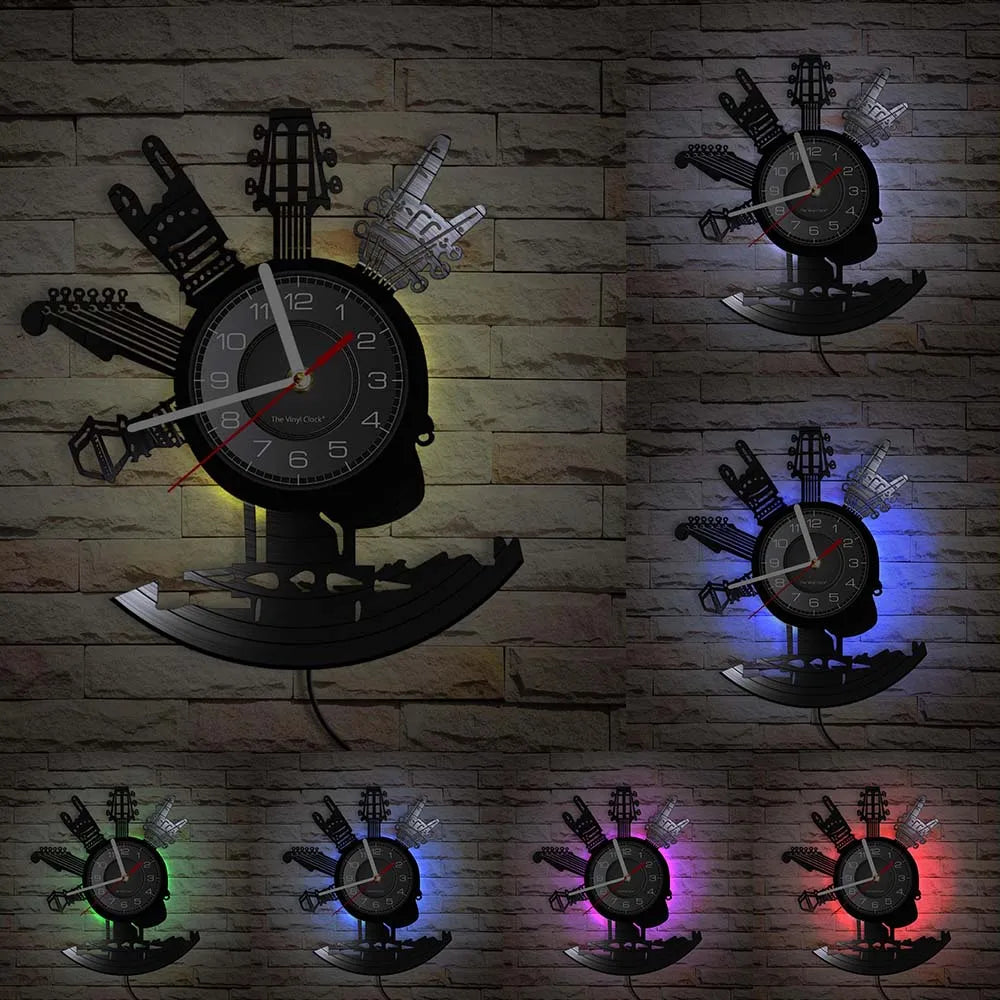 Guitar Player Vinyl Record Wall Clock: The Rock Music Instrument Wall Art for Your Living Room