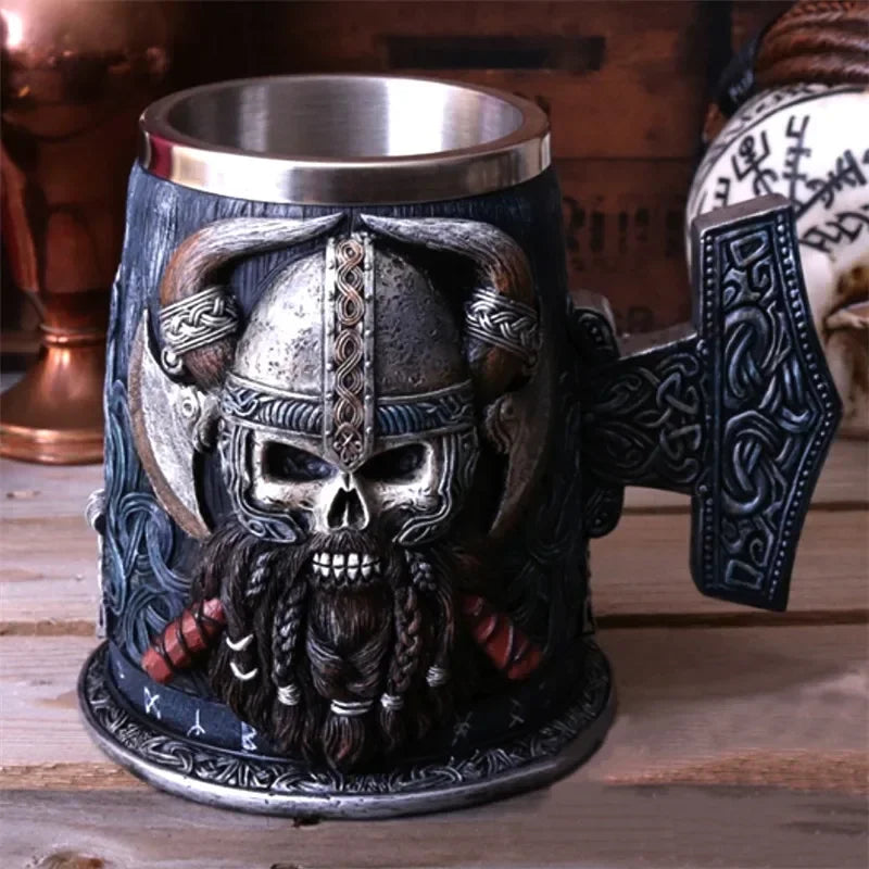 Medieval Viking Retro 3D Sword Skull Beer Mug With Stainless Steel Insert Resin Big Capacity Coffee Cups Men's Halloween Gift - Premium  from Lizard Vigilante - Just $63.99! Shop now at Lizard Vigilante