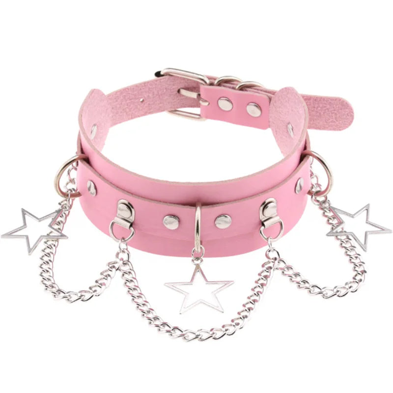 Harajuku Punk Rock Goth Choker - PU Leather Rivet Heart Cross Spike Necklace for Women, Hip Hop Bondage Jewelry - Premium choker from Lizard Vigilante - Just $23.88! Shop now at Lizard Vigilante