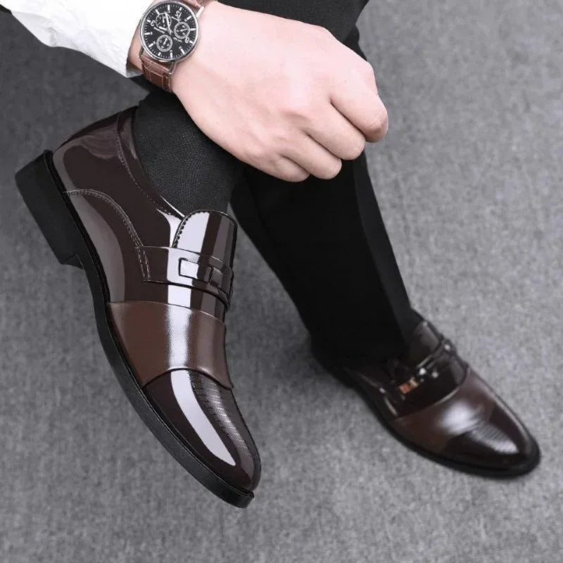 Leather Shoes for Men Wedding Formal Oxfords Business Casual Office Work Shoes for Men Classic Luxury Pointy Men's Dress Shoes - Premium  from Lizard Vigilante - Just $26.99! Shop now at Lizard Vigilante