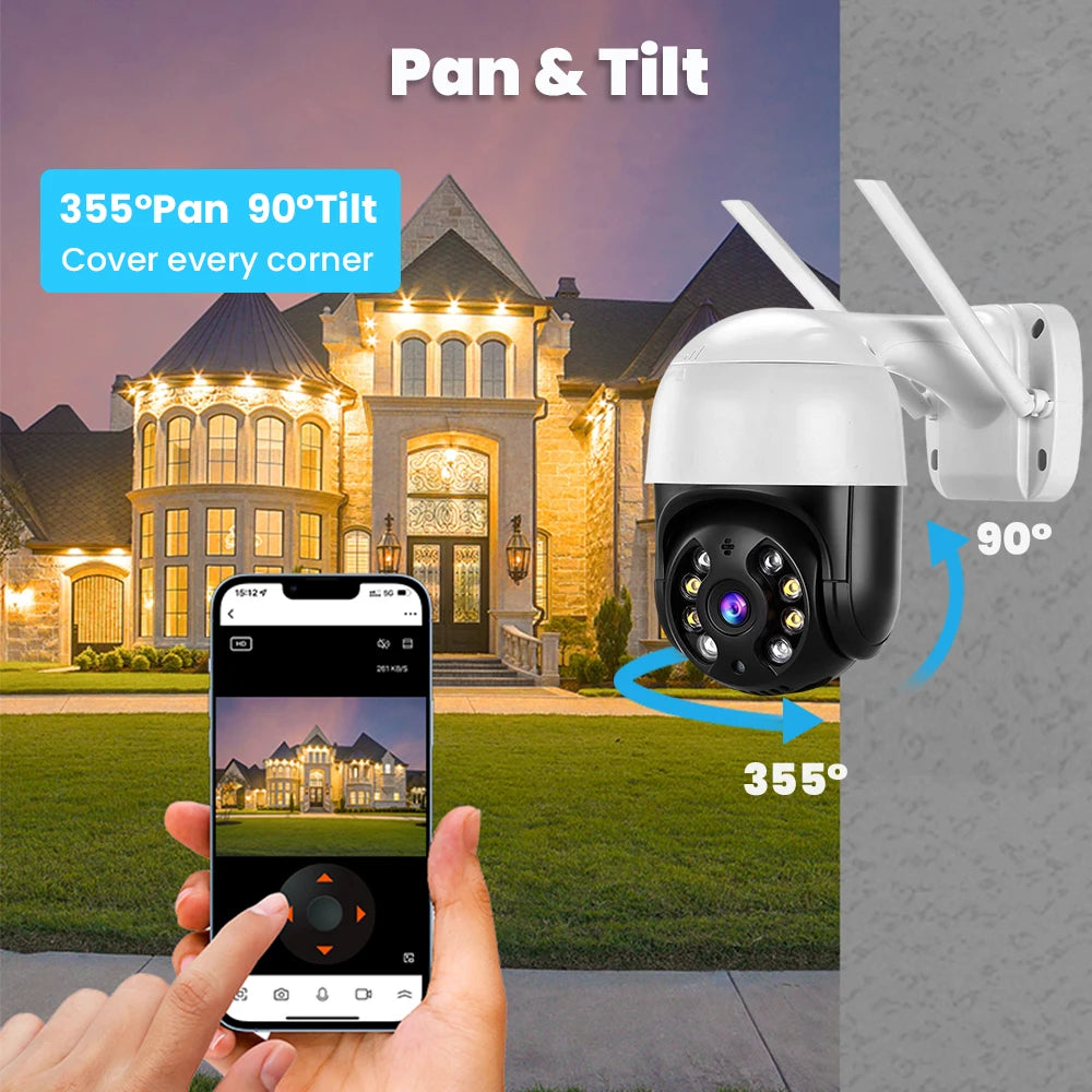 4K 8MP Smart WiFi PTZ Camera with 5x Digital Zoom & AI Human Detection - Wireless CCTV IP Camera for Outdoor Security, Color Night Vision & ONVIF Support - Premium camera from Lizard Vigilante - Just $40.99! Shop now at Lizard Vigilante