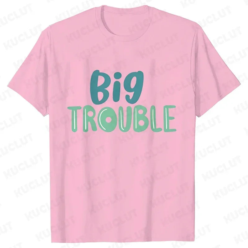 Big Trouble Little Trouble Father & Son/Daughter Matching T-Shirt – Funny Graphic Y2K Tops - Premium T-Shirt from Lizard Vigilante - Just $18.88! Shop now at Lizard Vigilante