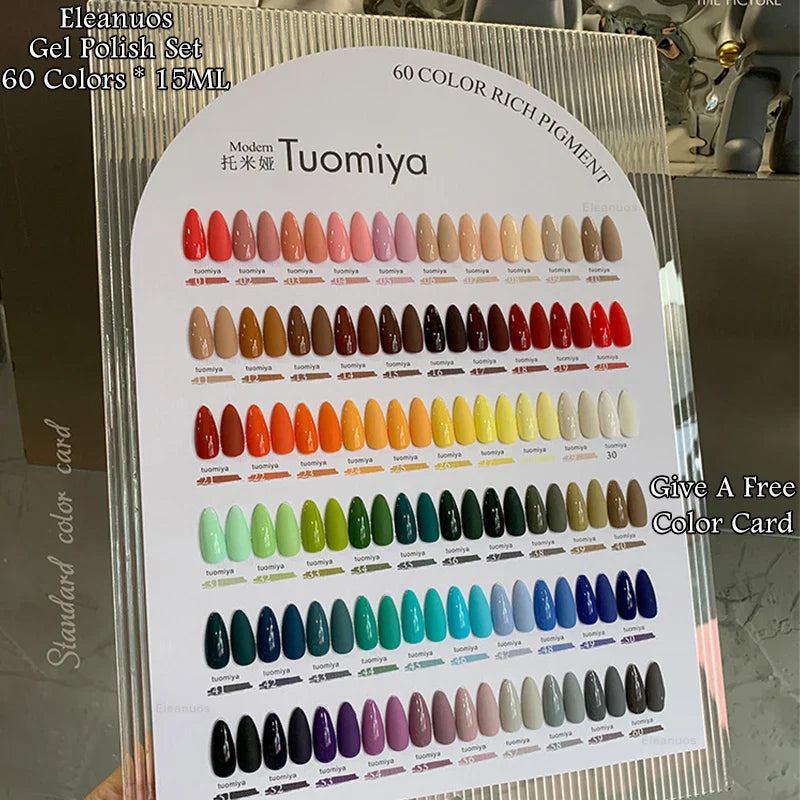 Eleanuos Popular gel Polishing 60PCS Mixed Varnish Soaking Rainbow Semi Permanent Shining Four Season Nail UV LED Salon gel 15ML