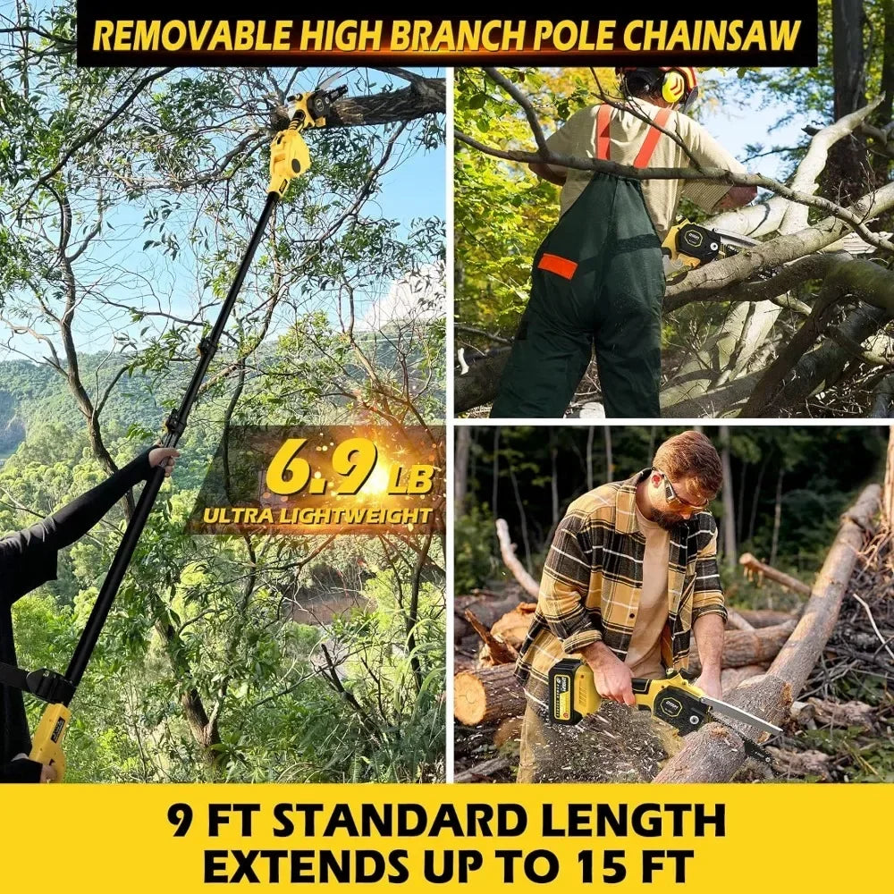 2-IN-1 Cordless Pole Saw & Mini Chainsaw – Lightweight, Brushless Motor, 21V Battery - Premium chainsaw from Lizard Vigilante - Just $208.88! Shop now at Lizard Vigilante