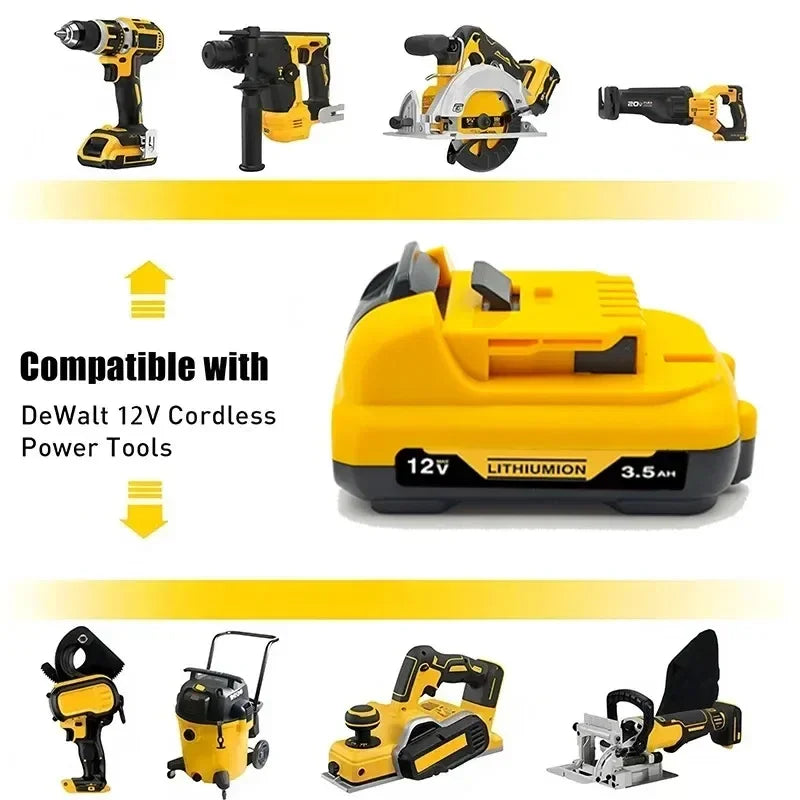 High-Capacity 12V Lithium Battery for Dewalt Tools – 3.0Ah / 5.0Ah / 6.0Ah – Compatible with DCB120, DCB124, DW089LG, DCD701F2, Laser Levels & More