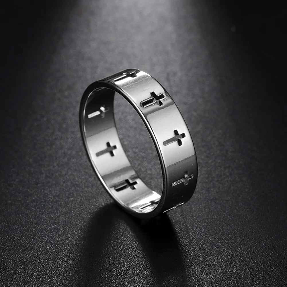 Gothic Cross Couple Rings Stainless Steel Silver Color COOLTIME Jesus Cross Finger Ring for Men Women Punk Jewelry Wedding Gift - Premium rings from Lizard Vigilante - Just $14.99! Shop now at Lizard Vigilante