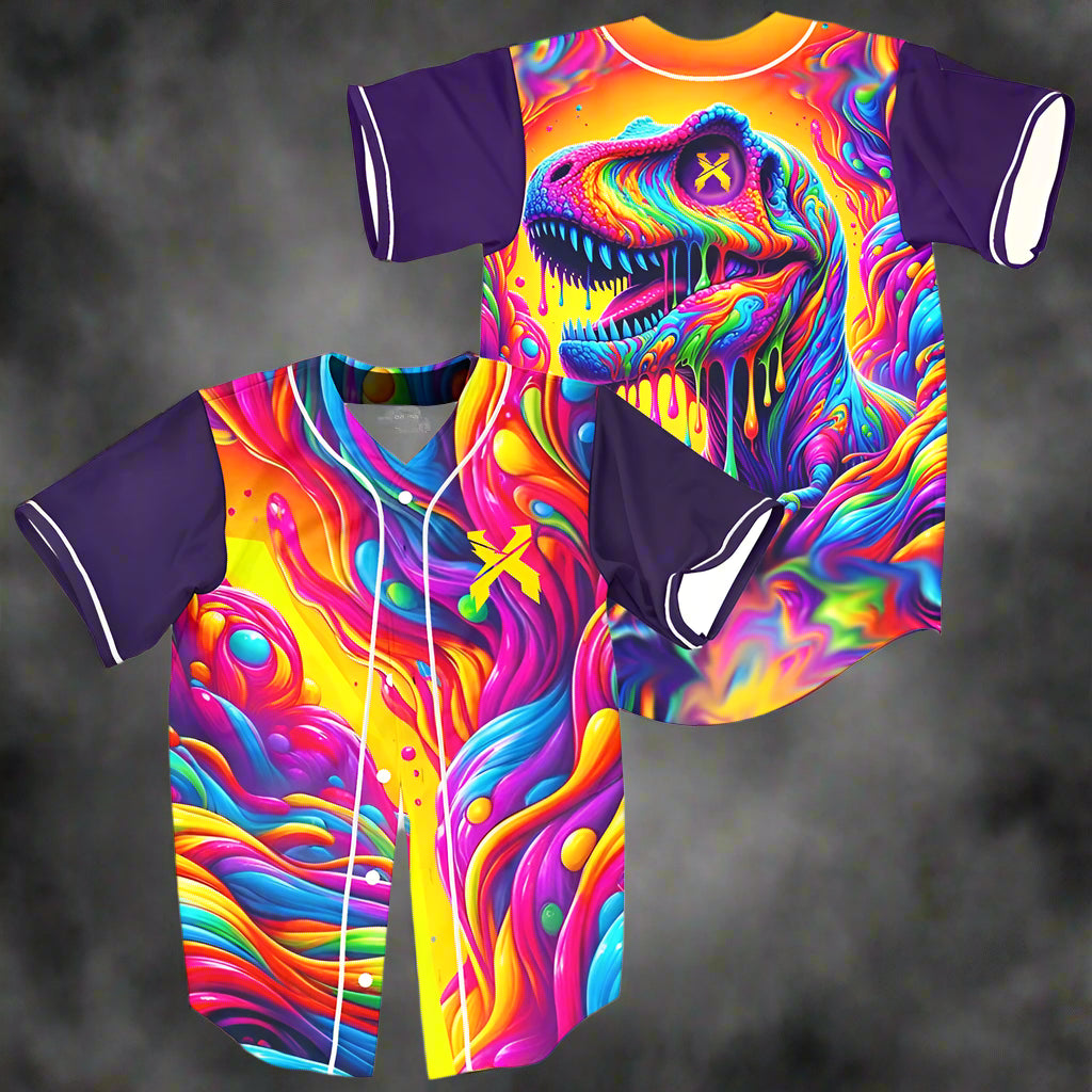 Excision Trippy Oil Slick Baseball Jersey – Psychedelic Button-Up Streetwear for Men & Women, Harajuku Style in Multicolor - Premium  from Lizard Vigilante - Just $43.88! Shop now at Lizard Vigilante