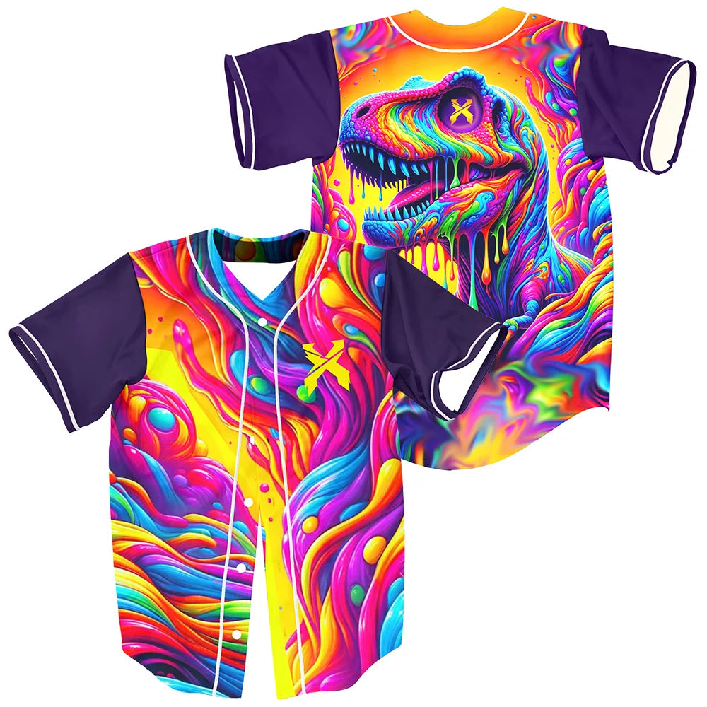 Excision Trippy Oil Slick Baseball Jersey – Psychedelic Button-Up Streetwear for Men & Women, Harajuku Style in Multicolor - Premium  from Lizard Vigilante - Just $43.88! Shop now at Lizard Vigilante