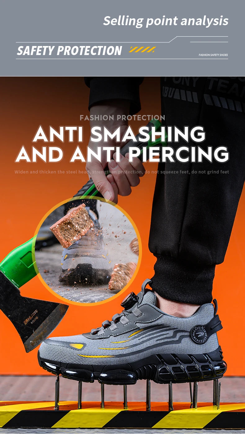 “NO SLACK, NO LACES” | Men’s Tactical Soft-Sole Steel Toe Work Sneakers – Anti-Smash, Anti-Puncture, Zero Excuses - Premium shoes from dsers - Just $72.99! Shop now at Lizard Vigilante