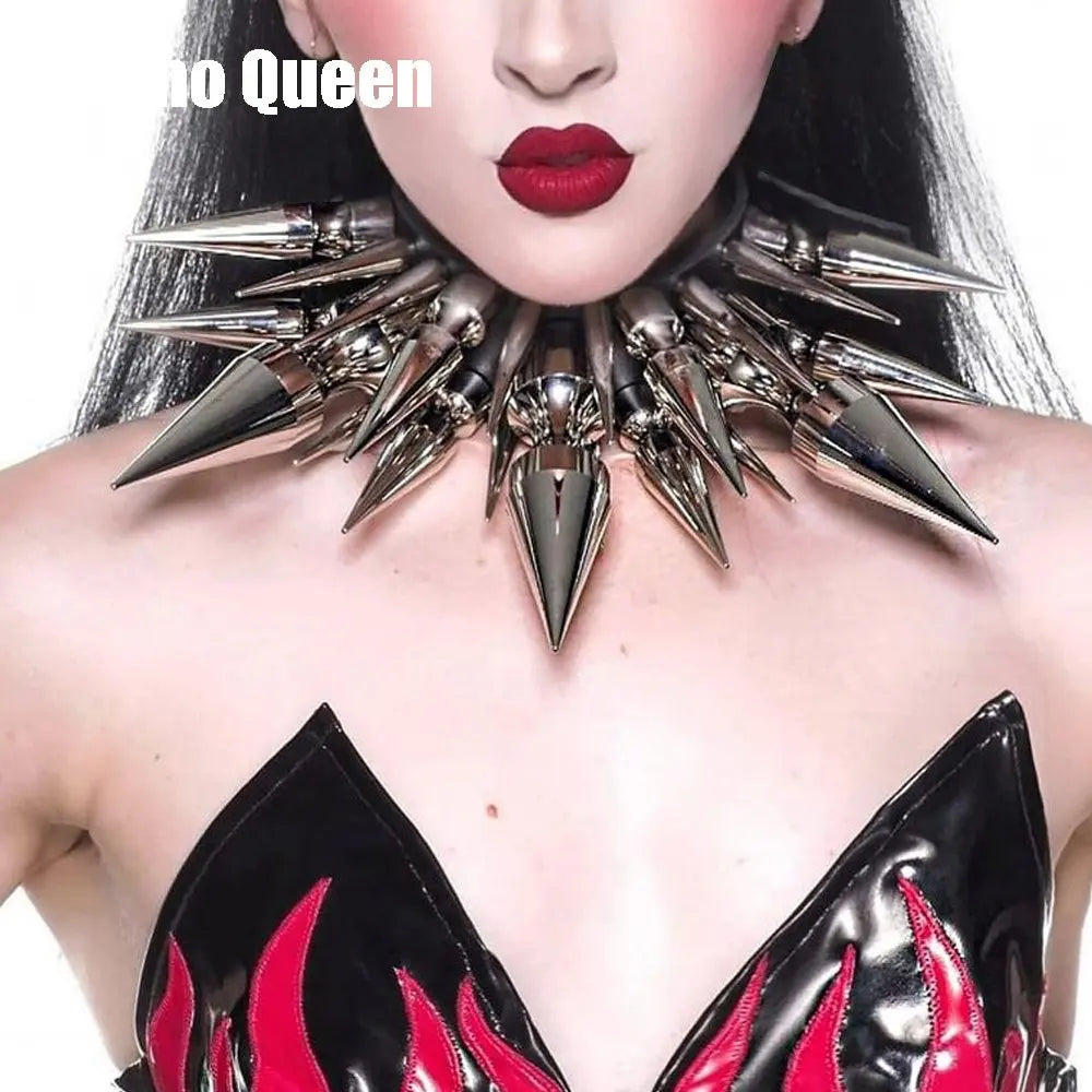 Handmade PVC Vinyl Gothic Spike Choker – Cyber Goth Punk Alt Collar for Festivals & Gogo Dancers - Premium necklace from Lizard Vigilante - Just $580.99! Shop now at Lizard Vigilante