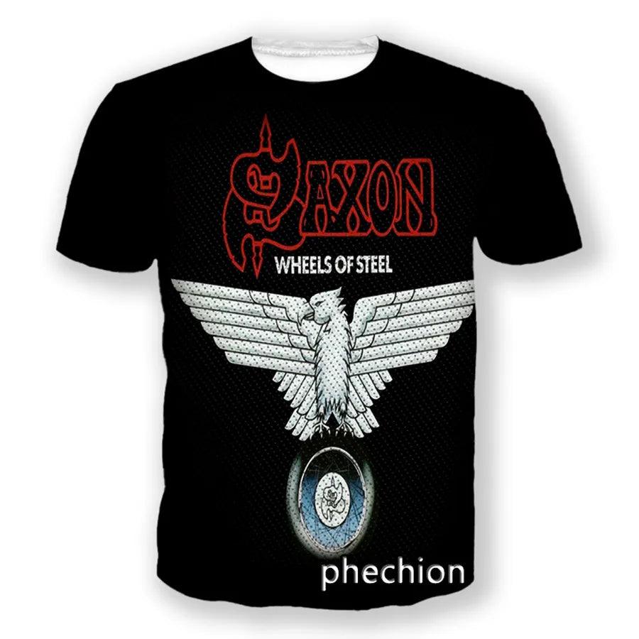 Saxon Band 3D Print Men T Shirt Heavy Metal Rock Group Women Tshirt Unisex Clothing Top - Lizard Vigilante