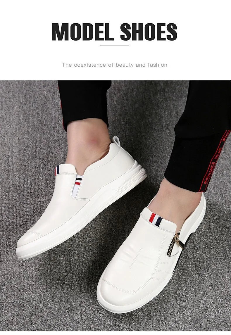 Leather shoes for men in spring new Korean casual leather shoes small white shoes fashionable and trendy breathable driving shoe - Premium  from Lizard Vigilante - Just $22.99! Shop now at Lizard Vigilante