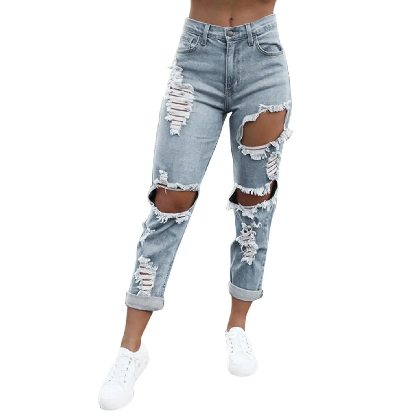 Hole Denim Women'S Jeans Buttocks Ripped Jeans Street Style Vertical Tube Denim Pants Frayed Tassel Ripped Jeans Japanese - Premium  from Lizard Vigilante - Just $19.99! Shop now at Lizard Vigilante