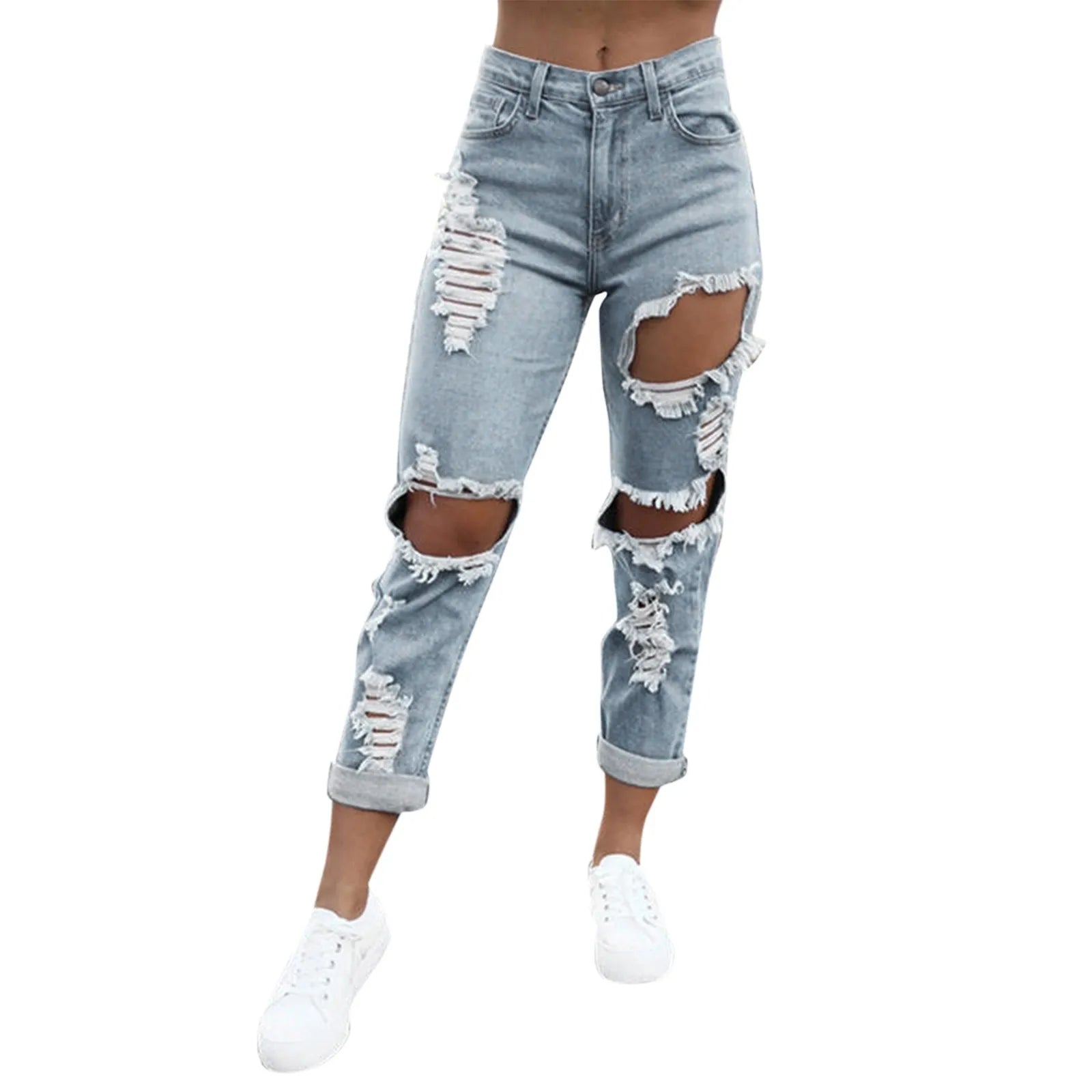 Hole Denim Women'S Jeans Buttocks Ripped Jeans Street Style Vertical Tube Denim Pants Frayed Tassel Ripped Jeans Japanese - Premium  from Lizard Vigilante - Just $19.99! Shop now at Lizard Vigilante