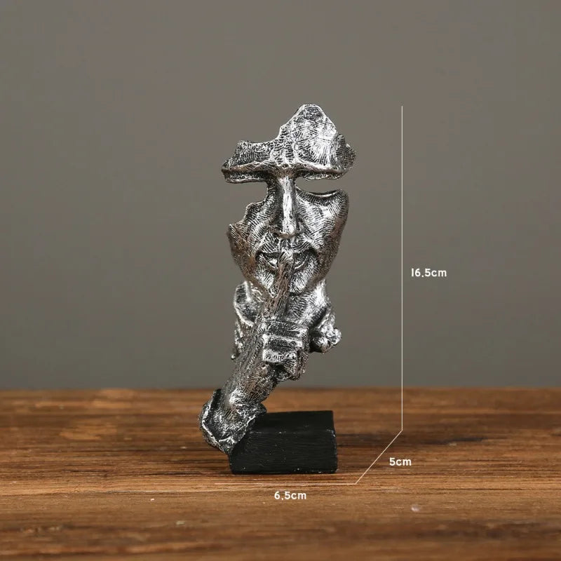 New Creative Abstract Silence Is Gold Abstract Figurine Resin Hand Face Men Statue Sculpture Home Office Living Room Desk Decor