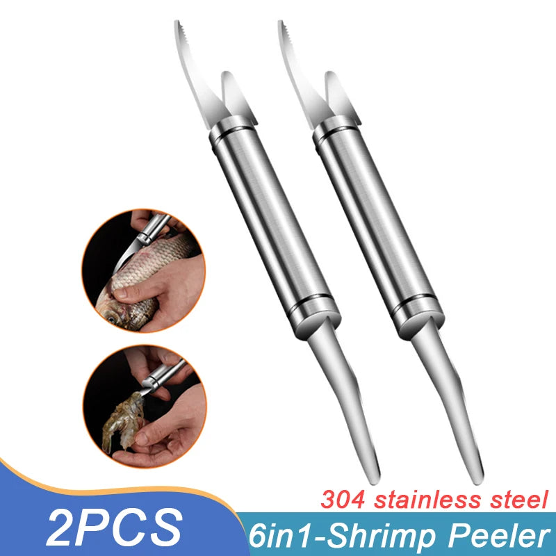 Stainless Steel Shrimp Peeler & Deveiner – 6-in-1 Multifunctional Seafood Peeling & Cutting Tool - Premium knives from dsers - Just $8.99! Shop now at Lizard Vigilante