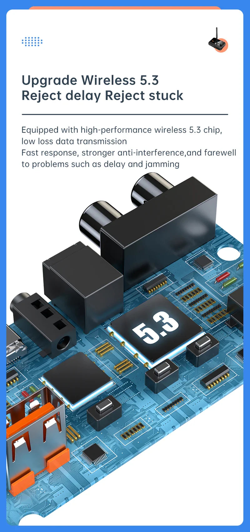 Bluetooth 5.3 Audio Receiver Support USB U-Disk Play Wireless Adapter R/L 2 RCA/3.5MM AUX/Optical Fiber Jack For Car Kit Speaker