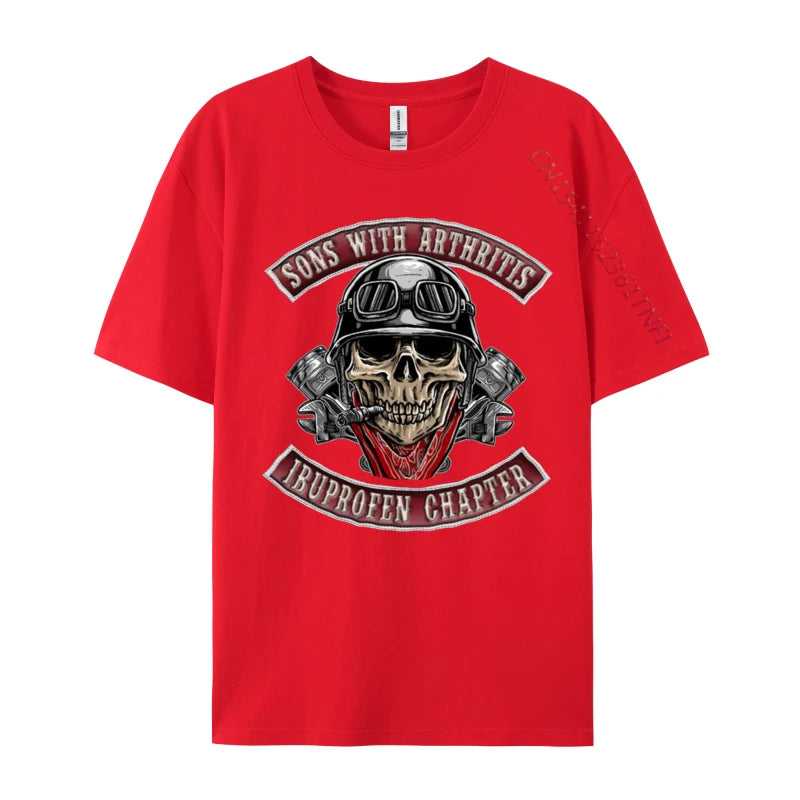 Sons With Arthritis Ibuprofen Chapter Funny Biker Skull T-Shirt – 100% Premium Cotton - Premium T-Shirt from Lizard Vigilante - Just $25.88! Shop now at Lizard Vigilante