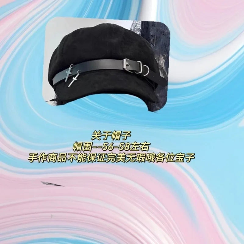 "Sinister Halo" Harajuku Punk Beret – Metal Accent Gothic Cap for Women & Men, Streetwear Biker Lolita Y2K Vibe - Premium hat from dsrs - Just $31.77! Shop now at Lizard Vigilante