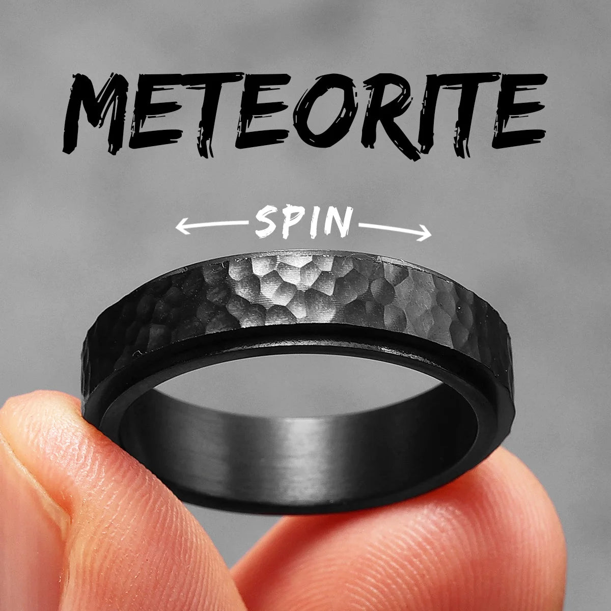 Forge Meteorite Fidget Spinner Ring | Stainless Steel Vintage Punk Jewelry for Men - Premium ring from Lizard Vigilante - Just $23.88! Shop now at Lizard Vigilante