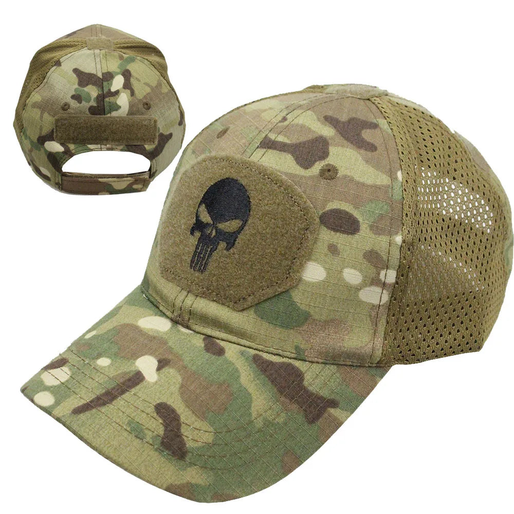 Tactical Camouflage Baseball Cap Mesh Breathable Special Forces Tactical Camo Hat Skull Duck Visor Hat - Premium  from Lizard Vigilante - Just $8.99! Shop now at Lizard Vigilante
