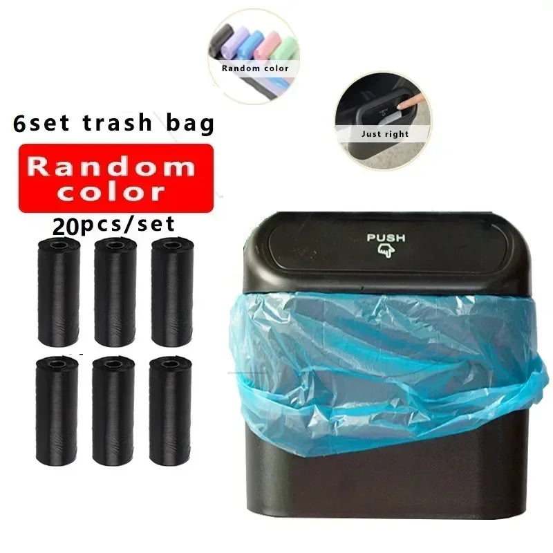 Car Trash Bin Hanging Vehicle Garbage Dust Case Storage Box Plastic Pressing Square Trash Can Type Auto Car Supplies