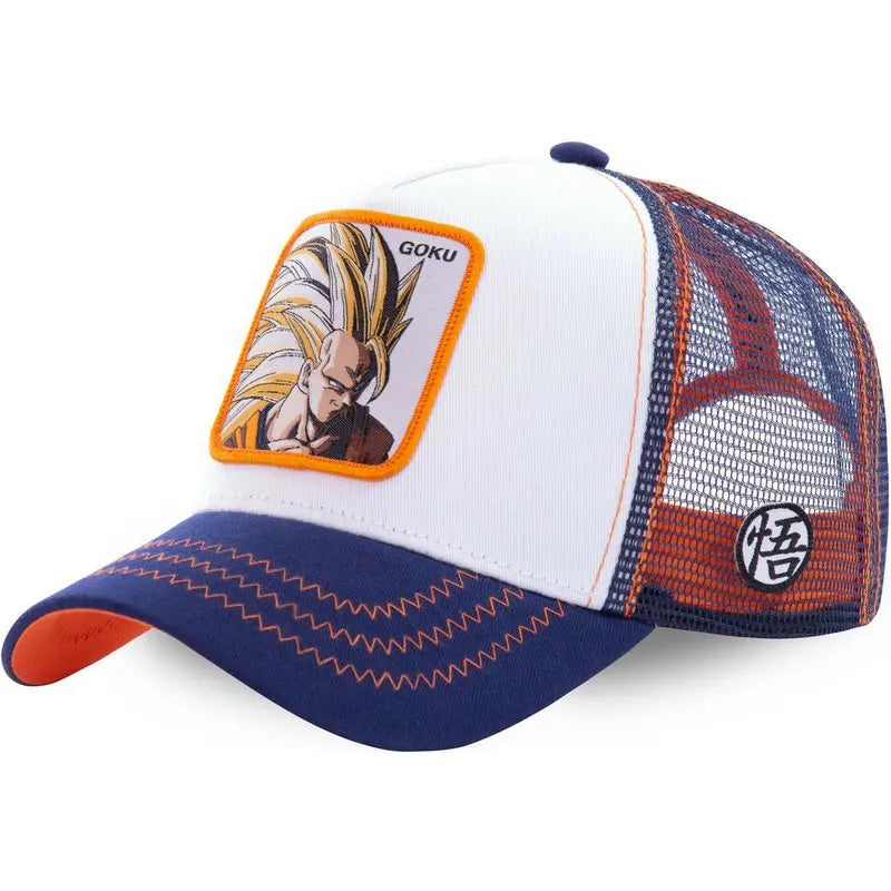 New Dragon Ball Trucker Hat Son Goku Cap Summer Travel Peaked Cap Men's Embroidery Hip-Hop Cap Style Sun Visor Adjustable Mesh - Premium cap from Lizard Vigilante - Just $4.99! Shop now at Lizard Vigilante