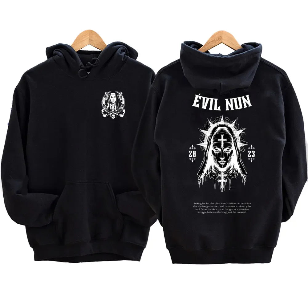 The Bad Nun Hoodie – Satanic Hip-Hop Fleece Sweater for Harajuku Streetwear Fans - Premium hoodie from Lizard Vigilante - Just $39.99! Shop now at Lizard Vigilante