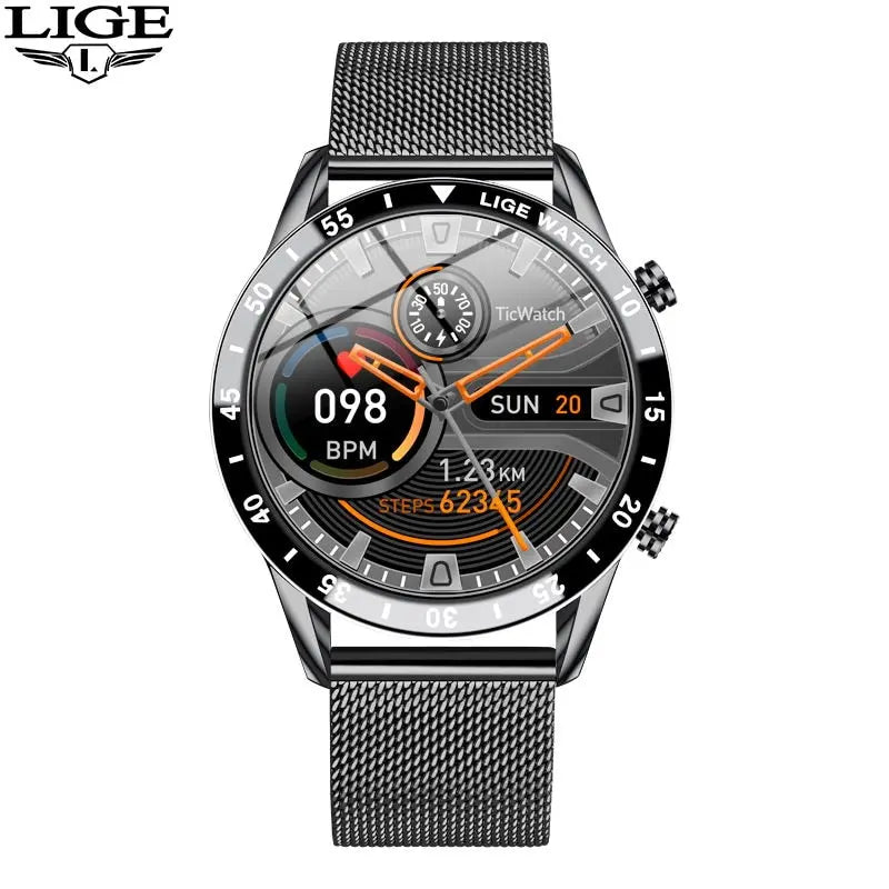 LIGE 2024 Smart Watch Men Full Circle Digital Touch Screen Bluetooth Call Men Smartwatch Waterproof Sport Activity Fitness Watch+Box - Lizard Vigilante