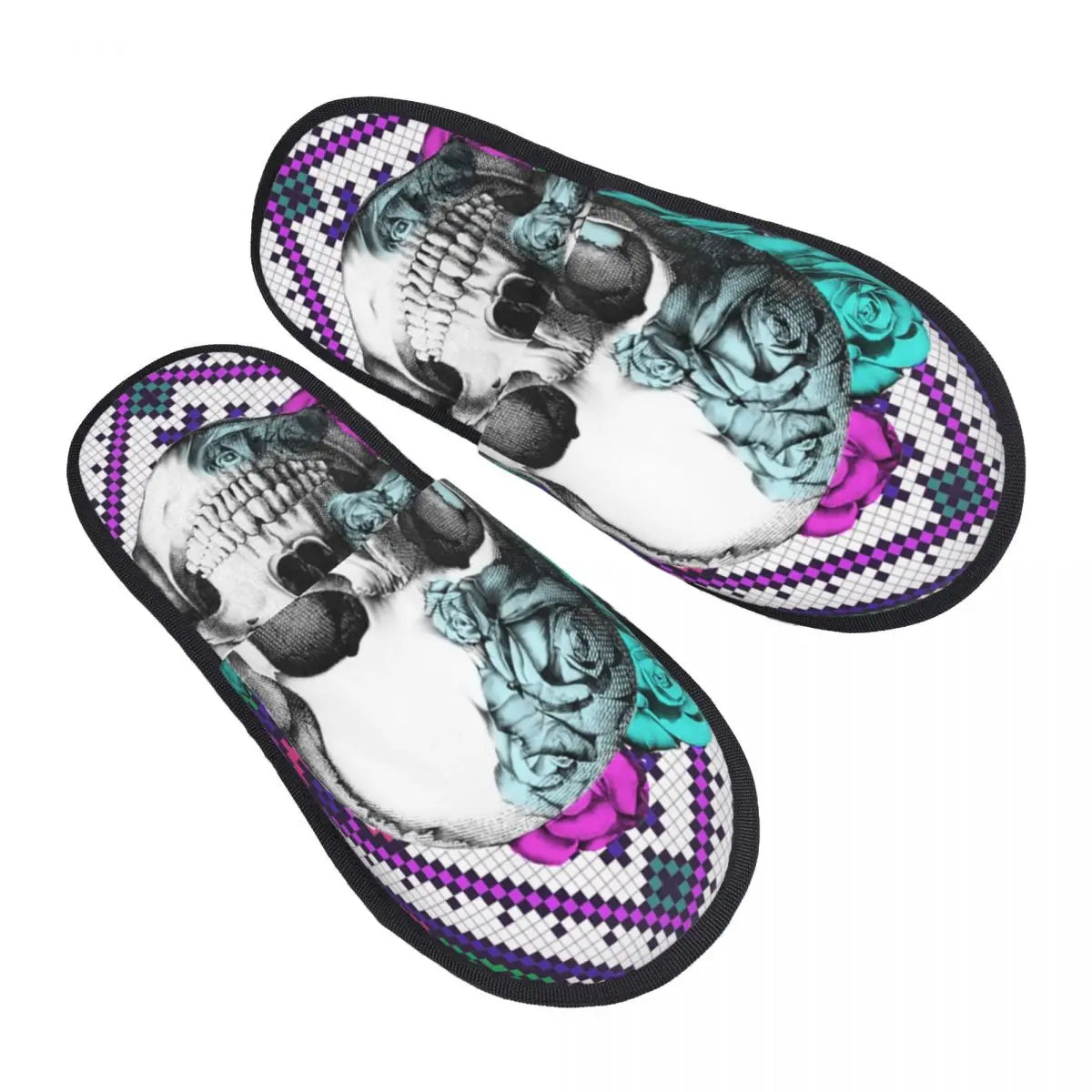 Rockabilly Skull Retro Classic Rock and Roll Slippers - Premium slippers from Lizard Vigilante - Just $23.88! Shop now at Lizard Vigilante