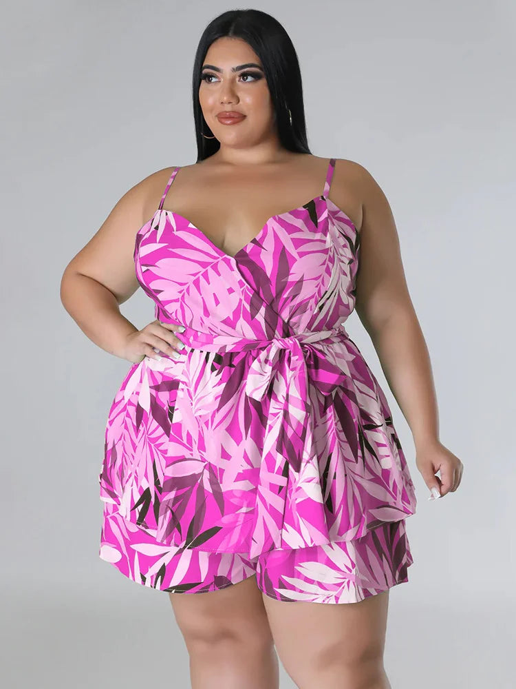 Wmstar Plus Size Jumpsuit Women Printed Slip Corset Sexy Shorts Playsuits Summer Romper Wholesale Dropshipping with Bandage 2023 - Premium  from Lizard Vigilante - Just $36.99! Shop now at Lizard Vigilante