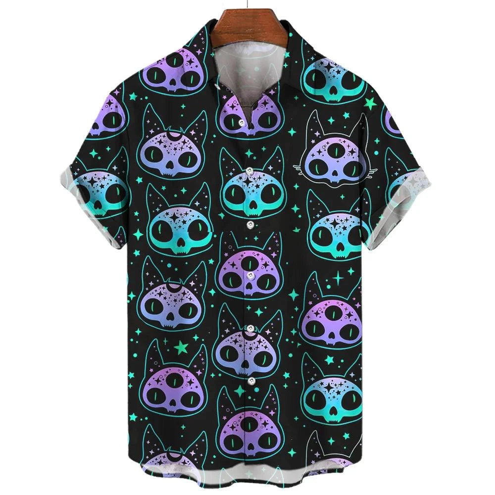 Devil Horror 3d Print Hawaiian Shirt Men Clothes Loose Breathable Men's Shirts Summer Male Shirt Male Clothes Short Sleeve Shirt - Lizard Vigilante