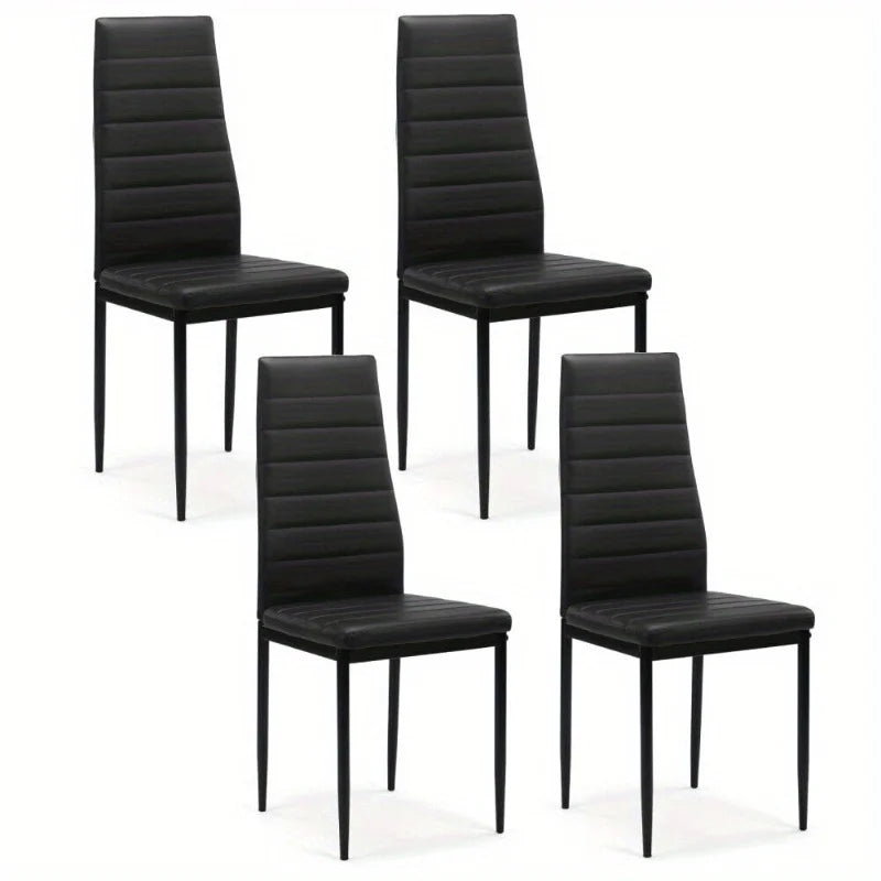 Chic-A-Looza PU Leather Dining Chair Set: 4 Luxe Thrones of Comfort with High Back Metal Leg Magic - Premium chairs from dsers - Just $201.08! Shop now at Lizard Vigilante