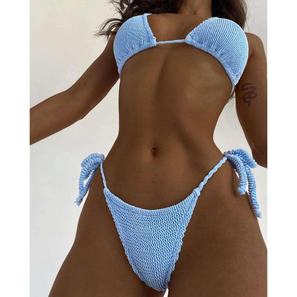 2024 New Fashion Sexy Bikini Solid Swimsuit Women Swimwear Push Up Set Brazilian Bathing Suit Summer Beach Wear Swimming - Premium swimsuits from Lizard Vigilante - Just $23.99! Shop now at Lizard Vigilante