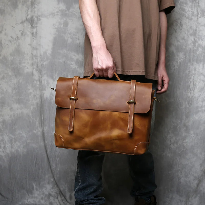 Vintage Leather Messenger Bag - Timeless Style and Durability - Premium messenger bag from Lizard Vigilante - Just $138.88! Shop now at Lizard Vigilante