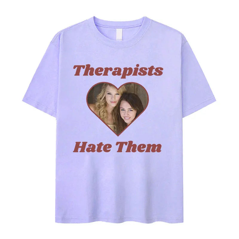 Therapists Hate Them Miley Cyrus Hannah Montana Graphic T-shirt | Retro Harajuku Fashion Oversized Cotton Tee for Men & Women - Premium tee from Lizard Vigilante - Just $26.66! Shop now at Lizard Vigilante