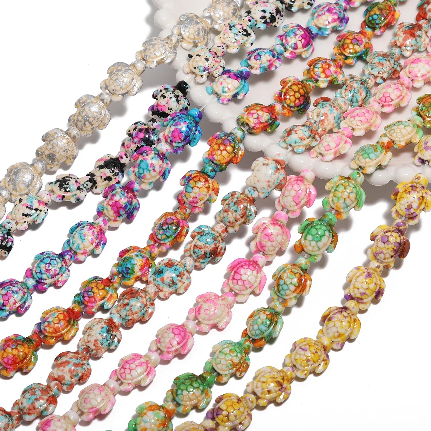 14x18mm 22pcs Sea Turtle Random Color Mix Natural Turquoise Stone Beads Bead for Jewelry Making DIY Ocean Series Bracelet