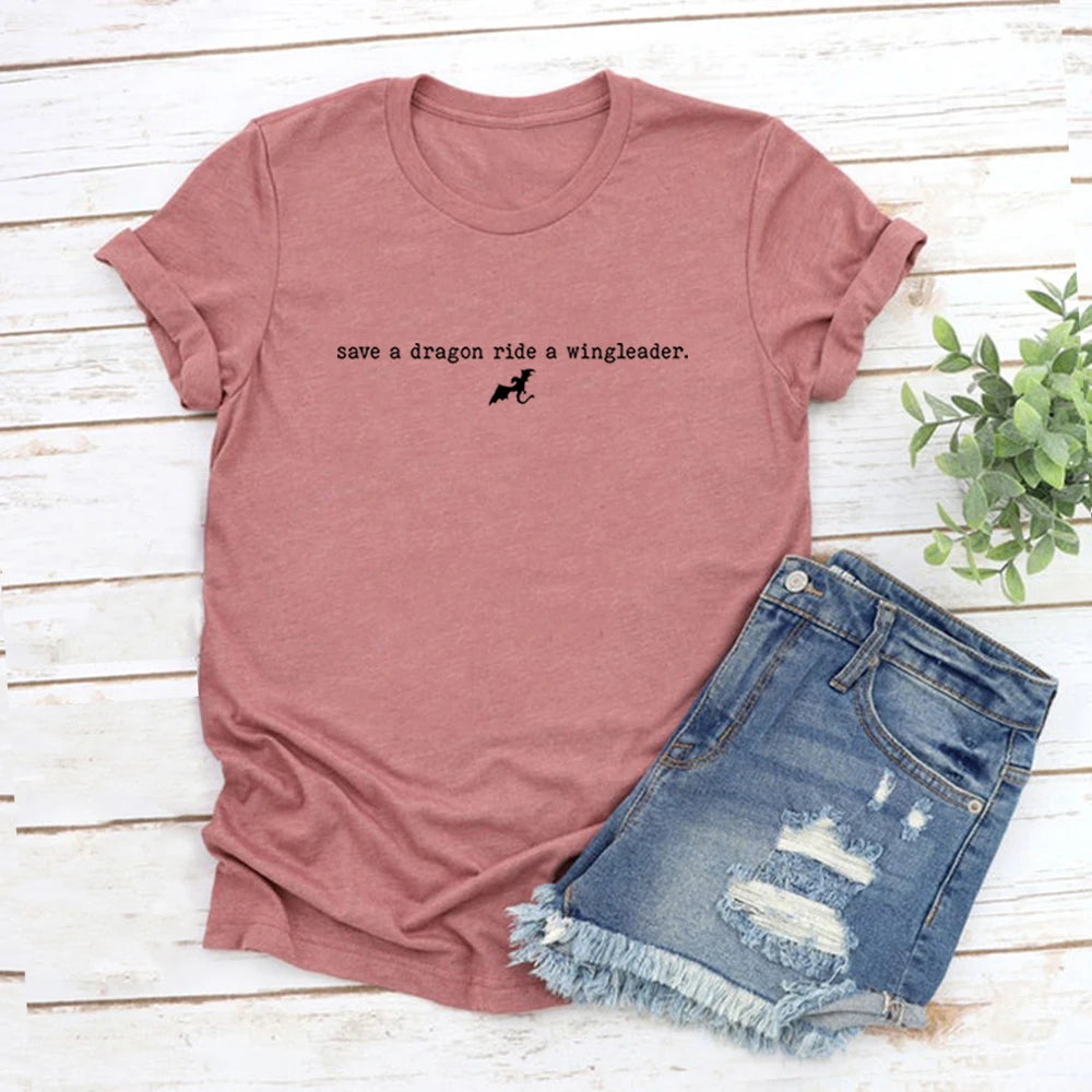 Save A Dragon, Ride A Wingleader Tee — Iron Flame Fury Casual Shirt for Men & Women Who Own The Fire - Premium tee from dsers - Just $47.99! Shop now at Lizard Vigilante