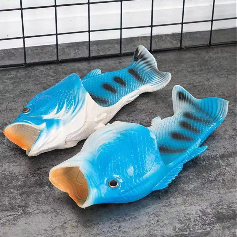 Funny Fish Slippers for Men & Women - Outdoor Couples Cartoon Animal Flip Flops, Plus Size 46-47 - Premium flip flops, Slides from Lizard Vigilante - Just $29.99! Shop now at Lizard Vigilante