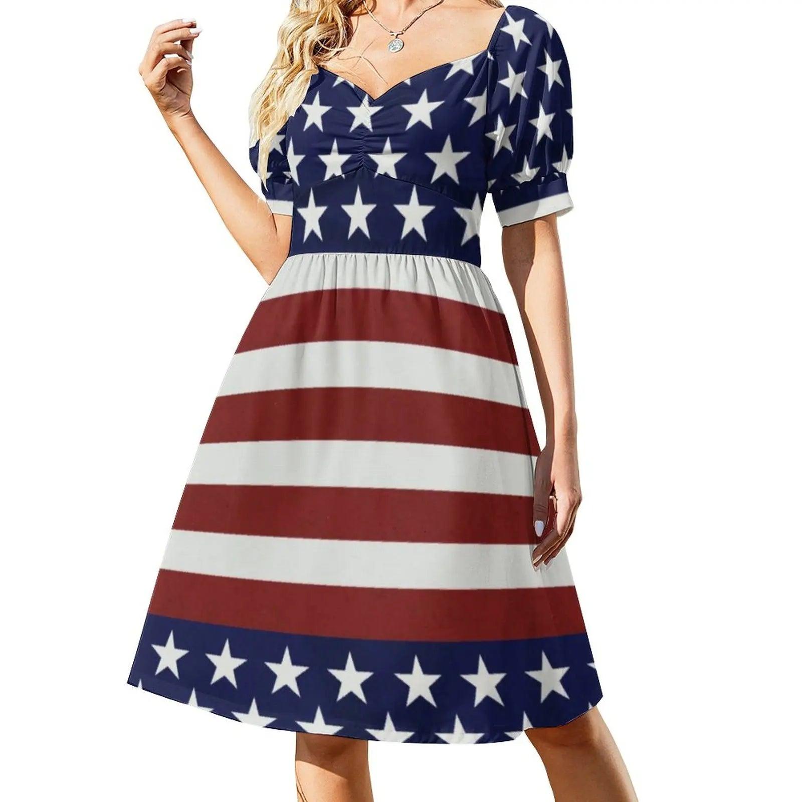 Soft American Flag Dress Sexy V Neck Celebrate USA Red White Blue Festival Dresses Basic Casual Dress Print Oversize Vestido - Premium dresses from Lizard Vigilante - Just $30.99! Shop now at Lizard Vigilante