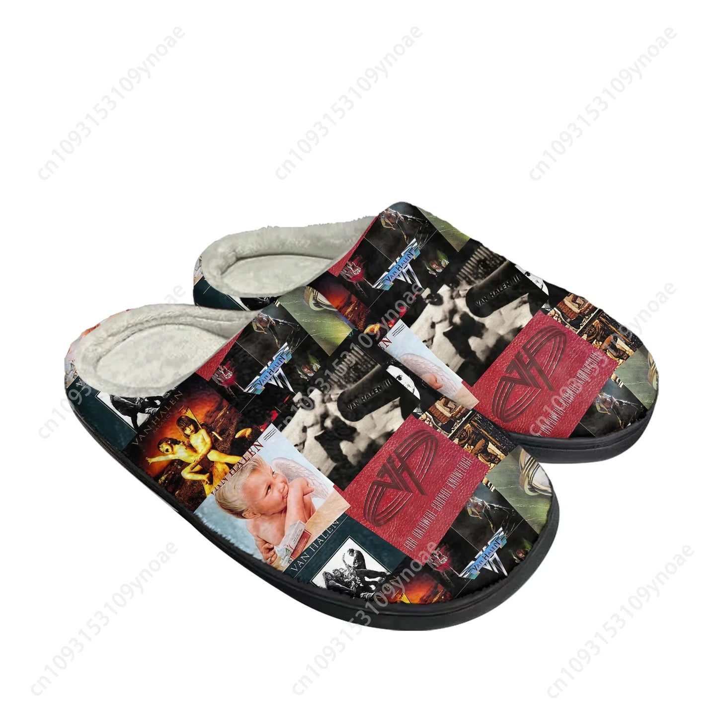 Van EVH 5150 Stripes Rock Band Plush Slippers – Thermal Winter Sandals for Men and Women, Indoor Cotton Comfort, Keep Warm in Style - Premium slippers from Lizard Vigilante - Just $38.88! Shop now at Lizard Vigilante