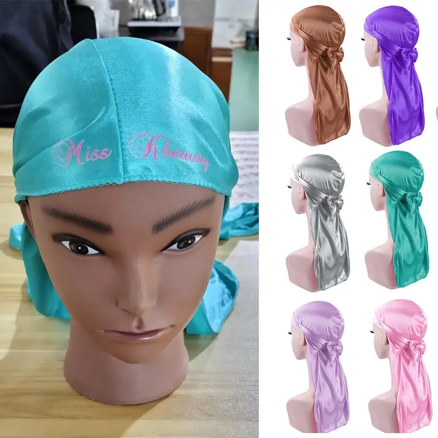 Satin Durag Turban Pirate Hat – Men’s Silk Biker Headwrap with Long Tail Straps - Premium headwrap from Lizard Vigilante - Just $18.88! Shop now at Lizard Vigilante