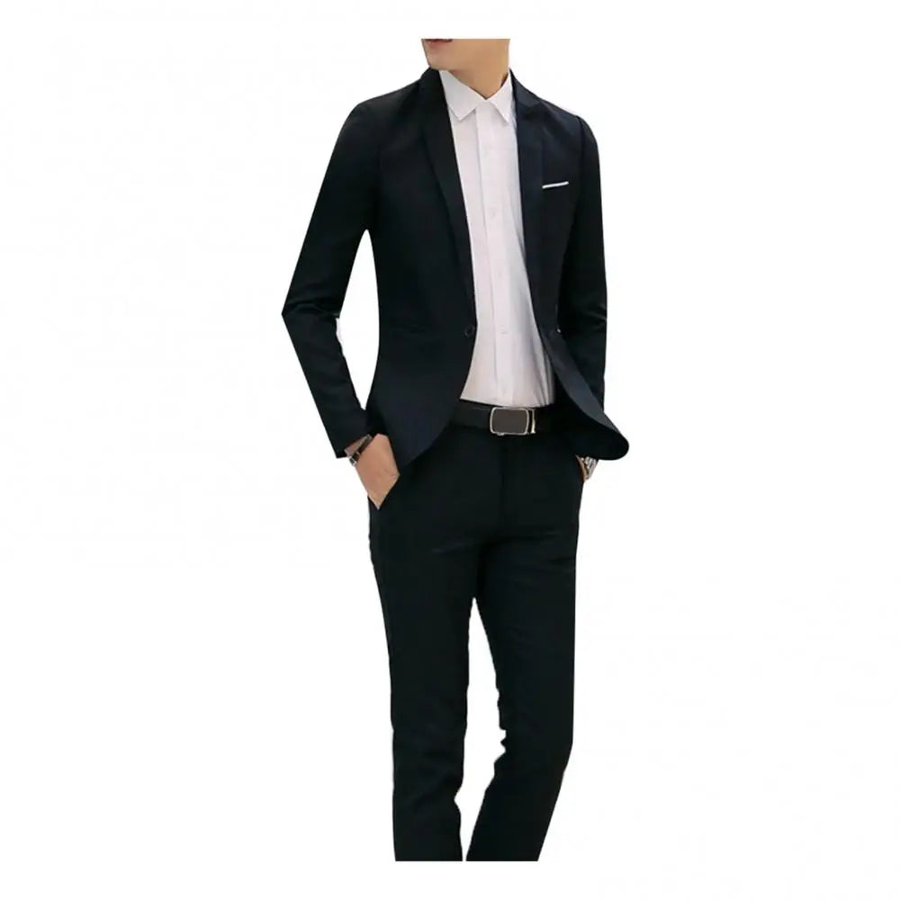 Easy Men’s Wedding Suit Set – 2-Piece Slim Fit Blazer and Pants for Formal and Business Wear - Premium suit from Lizard Vigilante - Just $54.69! Shop now at Lizard Vigilante