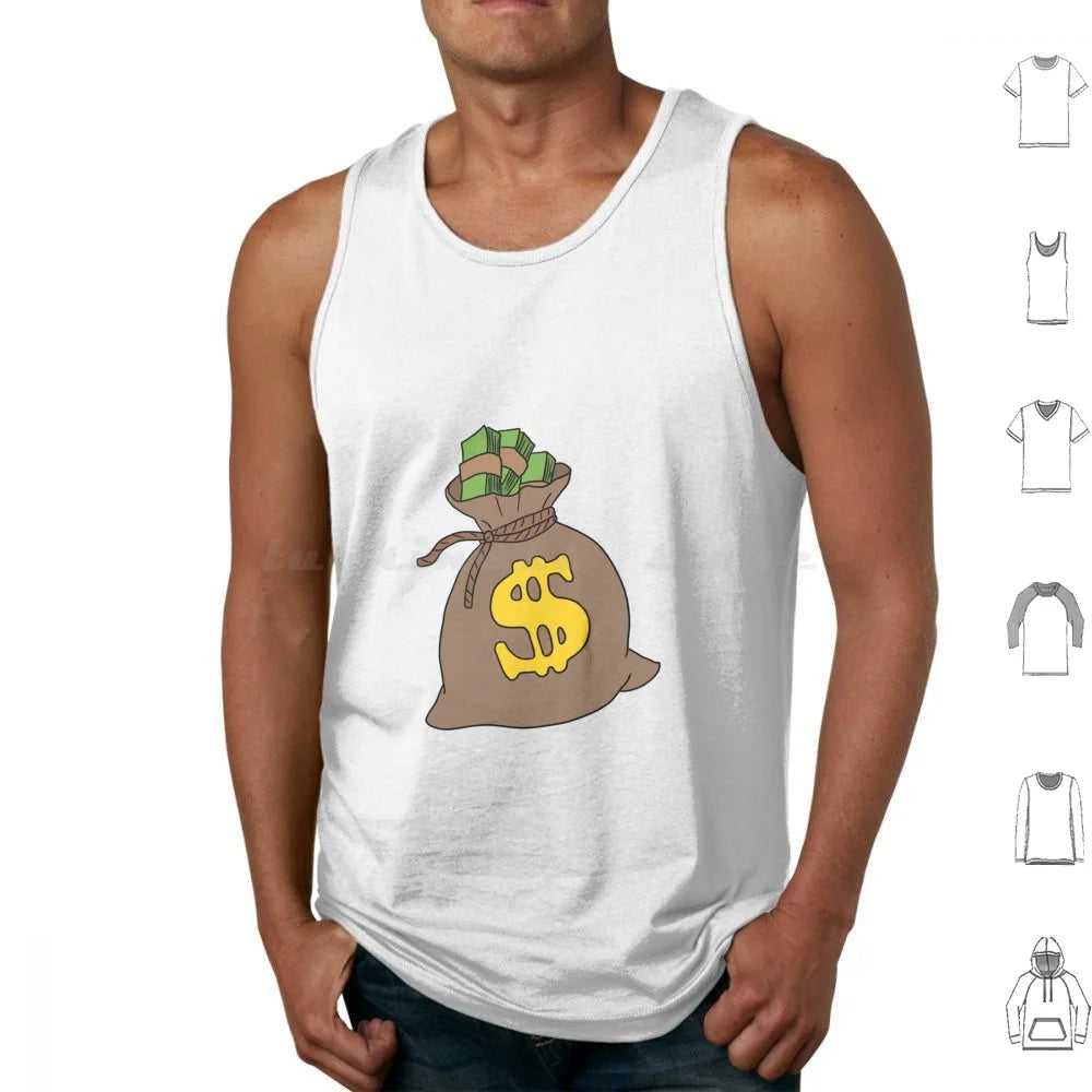 Money Bag Tank Top – 100% Cotton Rich Hustle Style with Bold Cash-Inspired Graphics for Trendsetting Men - Premium  from Lizard Vigilante - Just $28.88! Shop now at Lizard Vigilante