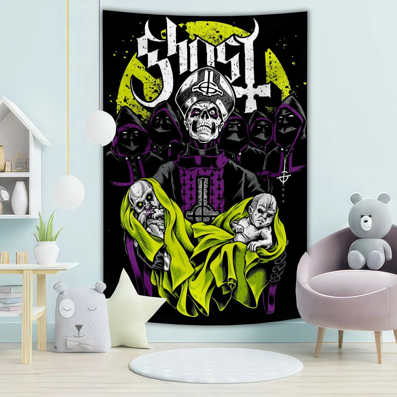 Ghost Tapestry - Underground Metal Pop Singer Rock Banner Flags, 100% Polyester Wall Hanging - Premium tapestry from Lizard Vigilante - Just $11.99! Shop now at Lizard Vigilante