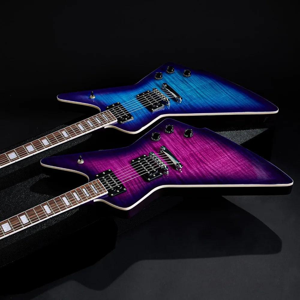 Glorious FireFly Purple Phaze Stainless Steel and Ball End Frets Electric Guitars Rosewood Fretboard(Purple Color) Travel Guitar Kit Mahogany Guitar Body V - Premium Electric Guitar from Lizard Vigilante - Just $420! Shop now at Lizard Vigilante