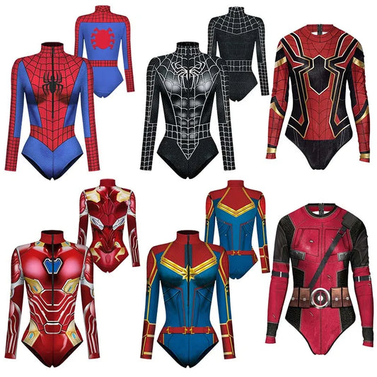 Unisex Superhero Bodysuit Spiderman Captain Cosplay 3D Print Long Sleeve Swimsuit Adult Halloween Carnival Costume - Premium Cosplay Costumes from Lizard Vigilante - Just $42.99! Shop now at Lizard Vigilante