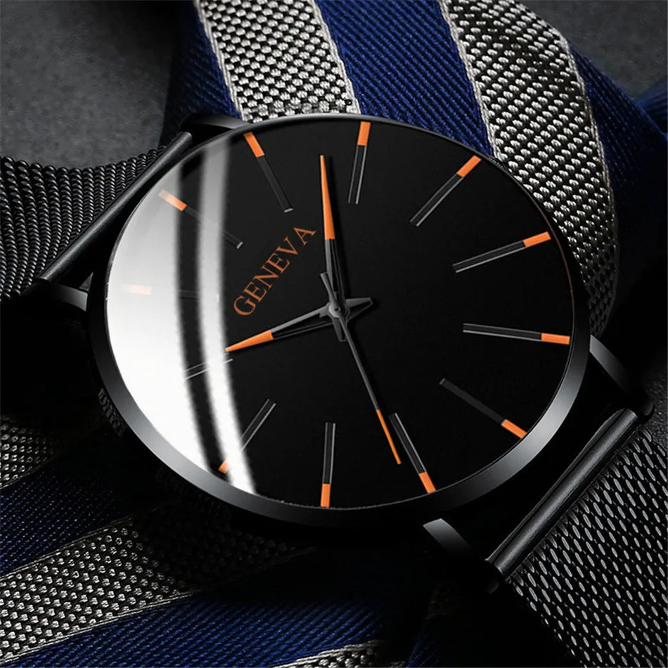 2025 New Mens Fashion Watches Luxury Ultra Thin Stainless Steel Mesh Strap Quartz Watch Rose Gold Men Watch Gifts Reloj Hombre - Premium  from Lizard Vigilante - Just $11.99! Shop now at Lizard Vigilante